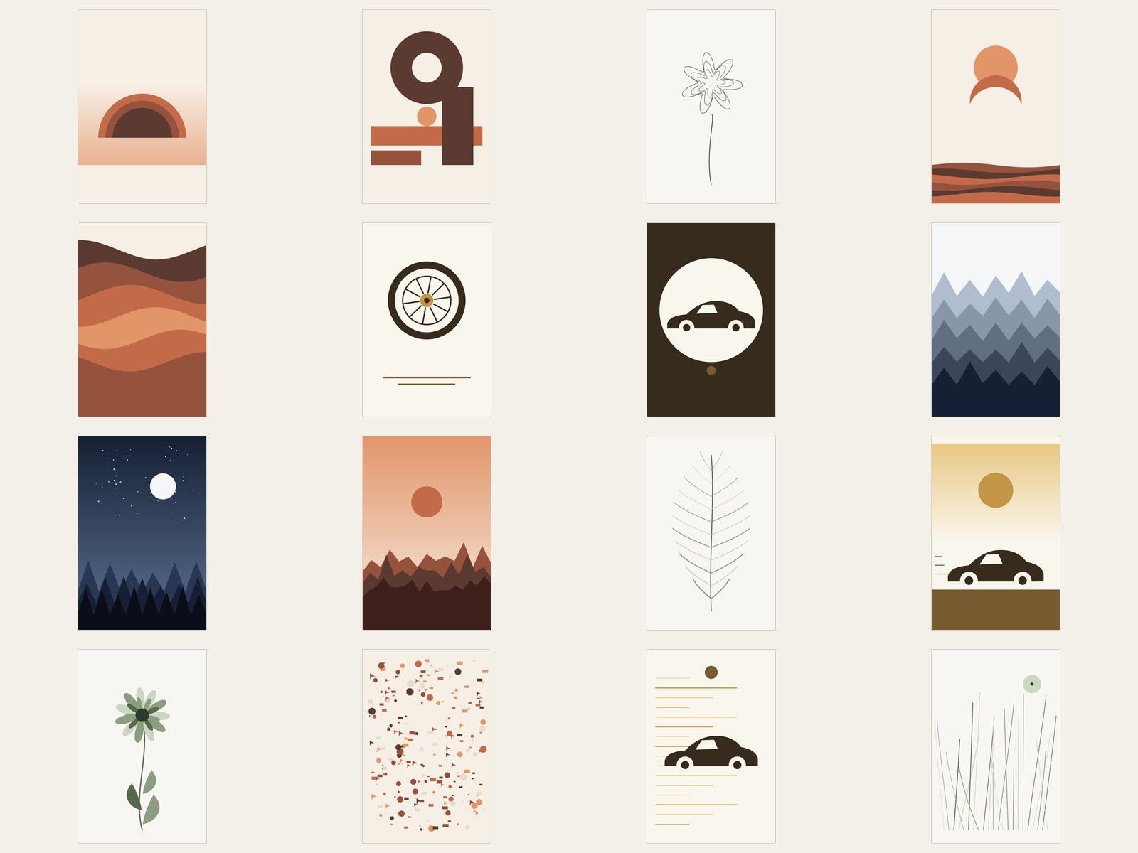 All 16 printable designs shown together in a grid